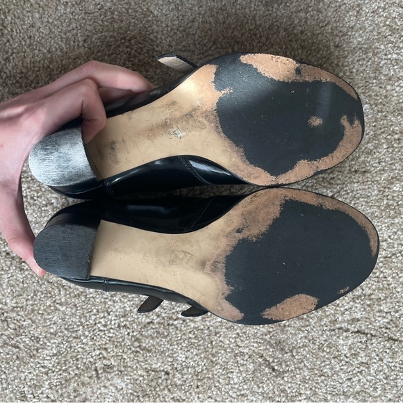 Vintage Hobbs 2-Buckle Black Leather Heels - Women’s EU 40 - Picture 4 of 9